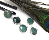 Natural Emerald Gemstone Connector, Sterling Silver Connectors, Wholesale Jewelry Findings for Jewelry Making, Jewelry Supplies, 16.5mmx16mm