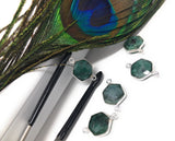 Natural Emerald Gemstone Connector, Sterling Silver Connectors, Wholesale Jewelry Findings for Jewelry Making, Jewelry Supplies, 19.5mmx12mm