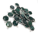 Natural Emerald Gemstone Connector, Sterling Silver Connectors, Wholesale Jewelry Findings for Jewelry Making, Jewelry Supplies, 19.5mmx12mm