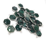 Natural Emerald Gemstone Connector, Sterling Silver Connectors, Wholesale Jewelry Findings for Jewelry Making, Jewelry Supplies, 19.5mmx12mm