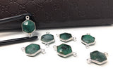 Natural Emerald Gemstone Connector, Sterling Silver Connectors, Wholesale Jewelry Findings for Jewelry Making, Jewelry Supplies, 19.5mmx12mm