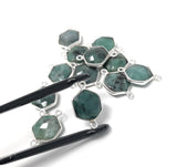 Natural Emerald Gemstone Connector, Sterling Silver Connectors, Wholesale Jewelry Findings for Jewelry Making, Jewelry Supplies, 19.5mmx12mm