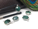 Natural Emerald Gemstone Connector, Sterling Silver Connectors, Wholesale Jewelry Findings for Jewelry Making, Jewelry Supplies, 19.5mmx12mm