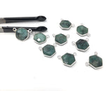 Natural Emerald Gemstone Connector, Sterling Silver Connectors, Wholesale Jewelry Findings for Jewelry Making, Jewelry Supplies, 13.5x17.5mm