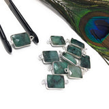 Natural Emerald Gemstone Connector, Sterling Silver Connectors, Jewelry Findings for Jewelry Making, Jewelry Supplies, 19.5 x9mm - 20 x10mm