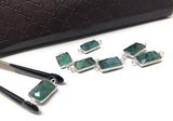 Natural Emerald Gemstone Connector, Sterling Silver Connectors, Jewelry Findings for Jewelry Making, Jewelry Supplies, 19.5 x9mm - 20 x10mm