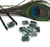 Natural Emerald Gemstone Connector, Sterling Silver Connectors, Jewelry Findings for Jewelry Making, Jewelry Supplies, 19.5 x9mm - 20 x10mm