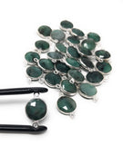 8 Pcs Natural Emerald Gemstone Connector, May Birthstone Sterling Silver Connectors, Wholesale DIY Jewelry Making Supplies, 18mmx12mm