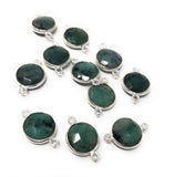 8 Pcs Natural Emerald Gemstone Connector, May Birthstone Sterling Silver Connectors, Wholesale DIY Jewelry Making Supplies, 18mmx12mm