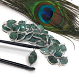 Wholesale 4 Pcs Natural Emerald Gemstone Connector, Sterling Silver Connectors, Jewelry Findings for Jewelry Making, Bulk Jewelry Supplies