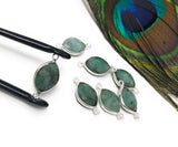 Wholesale 4 Pcs Natural Emerald Gemstone Connector, Sterling Silver Connectors, Jewelry Findings for Jewelry Making, Bulk Jewelry Supplies