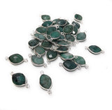 Wholesale 4 Pcs Natural Emerald Gemstone Connector, Sterling Silver Connectors, Jewelry Findings for Jewelry Making, Bulk Jewelry Supplies