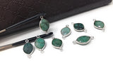 Wholesale 4 Pcs Natural Emerald Gemstone Connector, Sterling Silver Connectors, Jewelry Findings for Jewelry Making, Bulk Jewelry Supplies