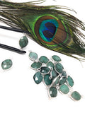 Wholesale 4 Pcs Natural Emerald Gemstone Connector, Sterling Silver Connectors, Jewelry Findings for Jewelry Making, Bulk Jewelry Supplies
