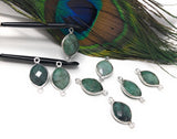 Wholesale 4 Pcs Natural Emerald Gemstone Connector, Sterling Silver Connectors, Jewelry Findings for Jewelry Making, Bulk Jewelry Supplies