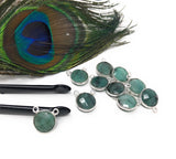 Natural Emerald Gemstone Connector, Sterling Silver Connectors, Wholesale Jewelry Findings for Jewelry Making, Jewelry Supplies, 12.5mmX14mm