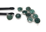 Natural Emerald Gemstone Connector, Sterling Silver Connectors, Wholesale Jewelry Findings for Jewelry Making, Jewelry Supplies, 12.5mmX14mm
