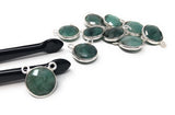 Natural Emerald Gemstone Connector, Sterling Silver Connectors, Wholesale Jewelry Findings for Jewelry Making, Jewelry Supplies, 12.5mmX14mm