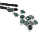 Natural Emerald Gemstone Connector, Sterling Silver Connectors, Jewelry Findings for Jewelry Making, Bulk Jewelry Supplies, Sakota Emerald
