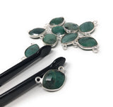 Natural Emerald Gemstone Connector, Sterling Silver Connectors, Jewelry Findings for Jewelry Making, Bulk Jewelry Supplies, Sakota Emerald