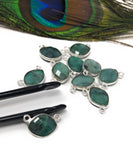 Natural Emerald Gemstone Connector, Sterling Silver Connectors, Jewelry Findings for Jewelry Making, Bulk Jewelry Supplies, Sakota Emerald