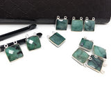 Natural Emerald Gemstone Connector, Sterling Silver Connectors, Wholesale Jewelry Findings for Jewelry Making, Jewelry Supplies, 17mm x 14mm