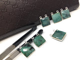 Natural Emerald Gemstone Connector, Sterling Silver Connectors, Wholesale Jewelry Findings for Jewelry Making, Jewelry Supplies, 17mm x 14mm