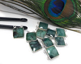 Natural Emerald Gemstone Connector, Sterling Silver Connectors, Wholesale Jewelry Findings for Jewelry Making, Jewelry Supplies, 17mm x 14mm