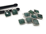 Natural Emerald Gemstone Connector, Sterling Silver Connectors, Jewelry Findings for Jewelry Making, Jewelry Supplies, 14x11mm - 15x11.5mm