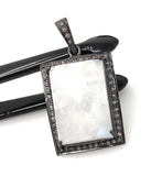 Natural Rainbow Moonstone Diamond Pendant, Oxidized Sterling Silver Pave Pendant, Wholesale Price Genuine Gemstone Pendant for DIY Jewelry