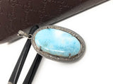 Larimar Pendant, Gemstone Pendant, Silver Pendant, Natural Larimar, Diamond Pendant, Pave Diamond Pendant, Sterling Silver Pendant, DIY
