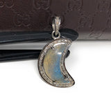 Labradorite Pendant, Gemstone Pendant, Diamond Pendant, Silver Pendant, Moon Shape Labradorite Diamond Pendant, Sterling Silver Jewelry