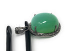 Chrysoprase Pendant, Gemstone Pendant, Silver Pendant, Chrysoprase Diamond Pendant, Pave Diamond Pendant, Sterling Silver Pendant