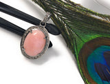 Pink Opal Pendant, Gemstone Pendant, Silver Pendant, Pink Opal Diamond Pendant, Pave Diamond Pendant, Sterling Silver Pendant, DIY Pendant