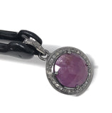 Pink Sapphire Pendant, Diamond Pendant, Silver Gemstone Pendant, Pave Diamond Pendant, Sterling Silver Pendant, Natural Sapphire Jewelry