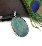 Natural Azurite Malachite Pendant, Genuine Gemstone Sterling Silver Pendant, Wholesale Jewelry for DIY Jewelry Making