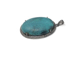 Turquoise Pendant, Silver Pave Diamond Tibetian Turquoise Pendant, Spiritual Chakra Healing Crystal Gemstone Jewelry, December Birthstone