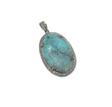 Sterling Silver Turquoise Pendant, Pave Diamond Gemstone Pendant, Spiritual Healing Crystal Jewelry, Chakra Jewelry, December Birthstone