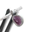 Natural Ruby Pendant, Diamond Pendant, Silver Gemstone Pendant, Pave Diamond Pendant, Sterling Silver Pendant, Genuine Ruby Jewelry