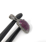 Natural Ruby Pendant, Diamond Pendant, Silver Gemstone Pendant, Pave Diamond Pendant, Sterling Silver Pendant, Genuine Ruby Jewelry