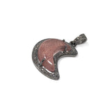 Strawberry Quartz Pendant, Gemstone Pendant, Diamond Pendant, Silver Pendant, Moon Crescent Diamond Pendant, Sterling Silver Moon Jewelry