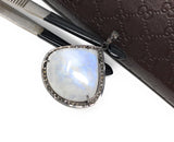 Rainbow Moonstone Gemstone Pendant, Oxidized Sterling Silver Diamond Pendant, Pave Diamond Jewelry, Wholesale Gemstone Pendant