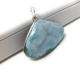 Natural Gemstone Larimar Pendant, Sterling Silver Jewelry, Dominican Republic Pendant at Wholesale Price, Gifts for Her, 41.25x46mm