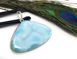 Natural Gemstone Larimar Pendant, Sterling Silver Jewelry, Dominican Republic Pendant at Wholesale Price, Gifts for Her, 41.25x46mm