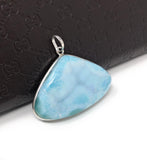 Natural Gemstone Larimar Pendant, Sterling Silver Jewelry, Dominican Republic Pendant at Wholesale Price, Gifts for Her, 41.25x46mm