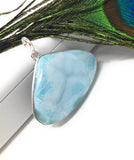 Natural Gemstone Larimar Pendant, Sterling Silver Jewelry, Dominican Republic Pendant at Wholesale Price, Gifts for Her, 41.25x46mm