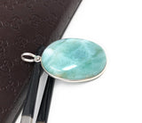 Larimar Pendant, Gemstone Pendant, Larimar, Gemstone Jewelry, Silver Pendant, Sterling Silver Pendant, Natural Gemstone Pendant, 47.65x25mm