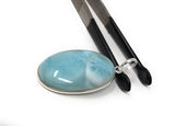 Natural Larimar Pendant, Sterling Silver Gemstone Jewelry, Wholesale DIY Pendants Jewelry Supplies, Gifts for Her, 47.65x22.25mm