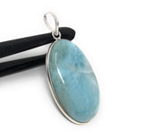 Natural Larimar Pendant, Sterling Silver Gemstone Jewelry, Wholesale DIY Pendants Jewelry Supplies, Gifts for Her, 47.65x22.25mm