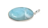Natural Larimar Pendant, Sterling Silver Gemstone Jewelry, Wholesale DIY Pendants Jewelry Supplies, Gifts for Her, 47.65x22.25mm